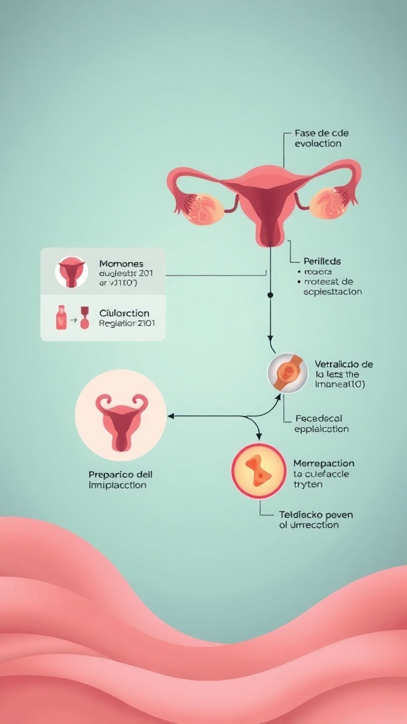 Desarrollo Fetal en la Semana 1 Ilustración del ciclo menstrual femenino, destacando la ovulación y la preparación del útero.